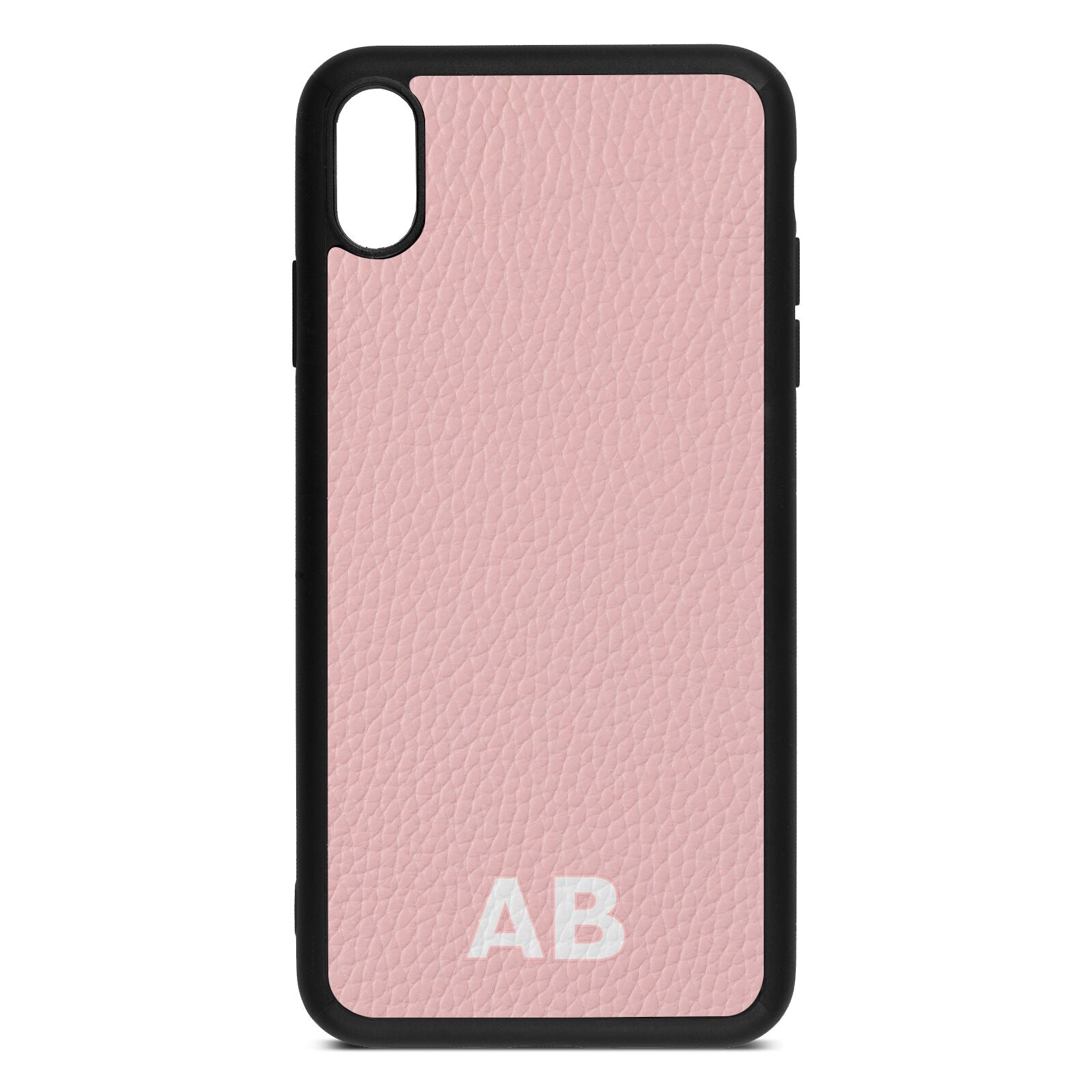 Sans Serif Initials Pink Pebble Leather iPhone Xs Max Case