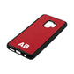 Sans Serif Initials Red Pebble Leather Samsung S9 Case Side Angle
