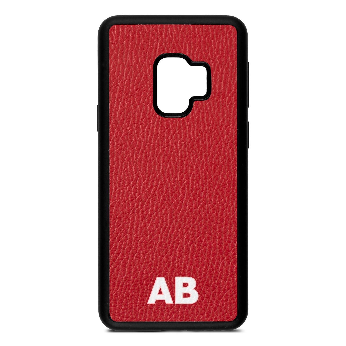 Sans Serif Initials Red Pebble Leather Samsung S9 Case