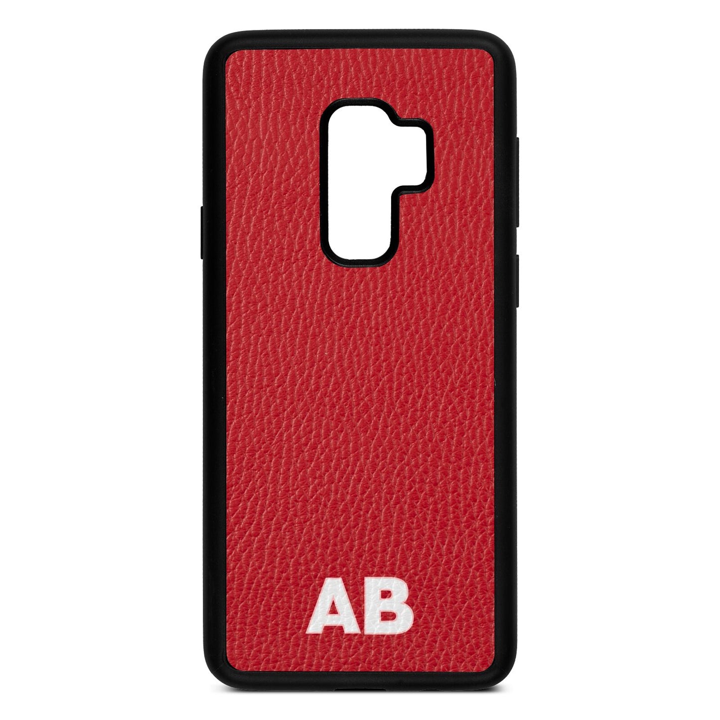 Sans Serif Initials Red Pebble Leather Samsung S9 Plus Case