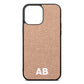 Sans Serif Initials Rose Gold Pebble Leather iPhone 13 Pro Max Case