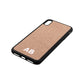 Sans Serif Initials Rose Gold Pebble Leather iPhone Xs Max Case Side Angle