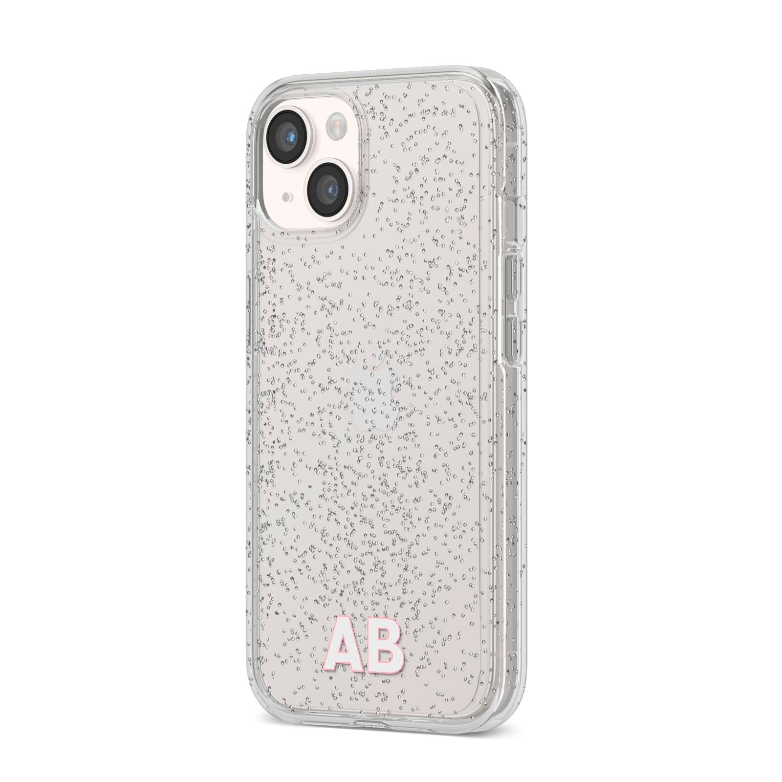 Sans Serif Initials iPhone 14 Glitter Tough Case Starlight Angled Image