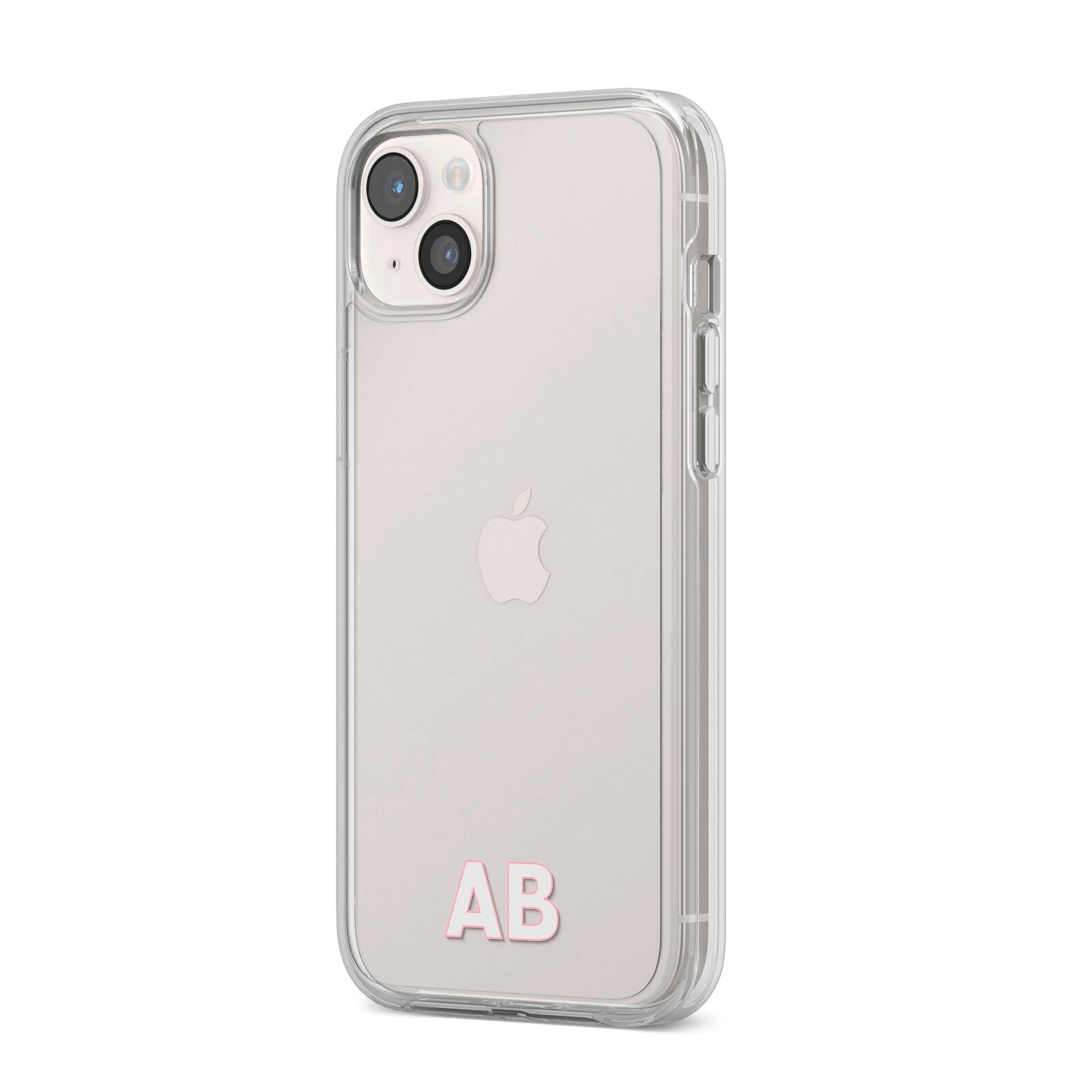 Sans Serif Initials iPhone 14 Plus Clear Tough Case Starlight Angled Image