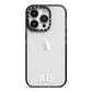 Sans Serif Initials iPhone 14 Pro Black Impact Case on Silver phone
