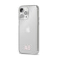 Sans Serif Initials iPhone 14 Pro Max Clear Tough Case Silver Angled Image