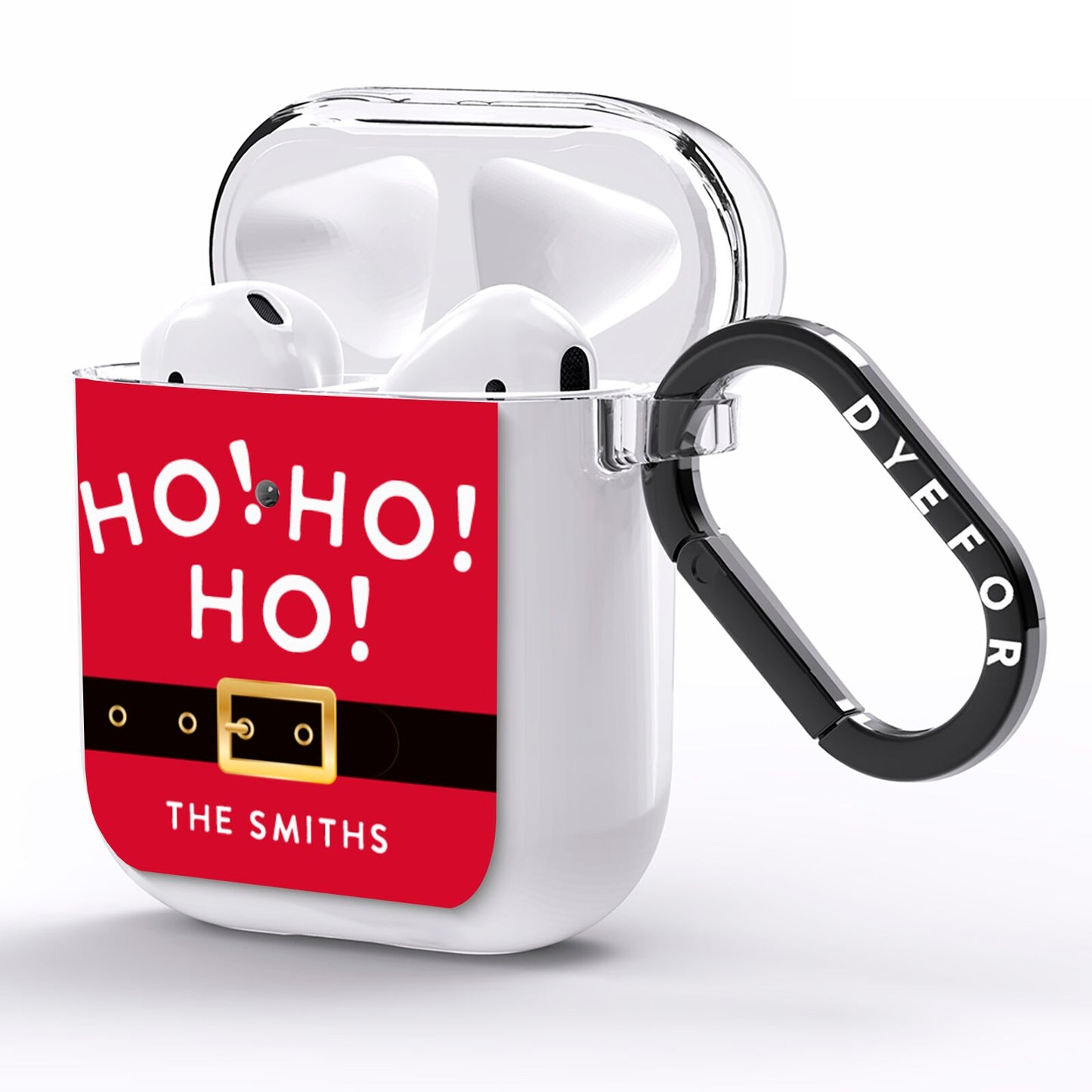 Santa Belt Personalised AirPods Clear Case Side Image