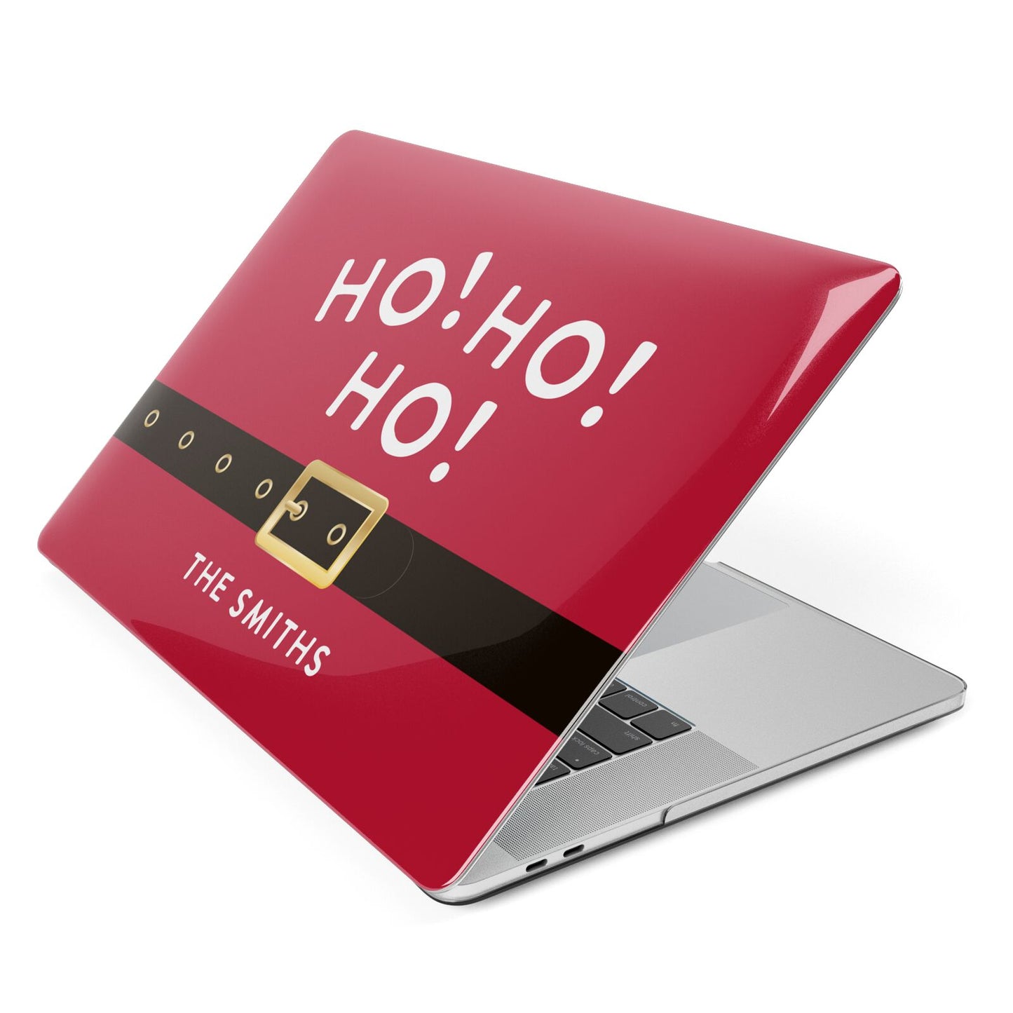 Santa Belt Personalised Apple MacBook Case Side View
