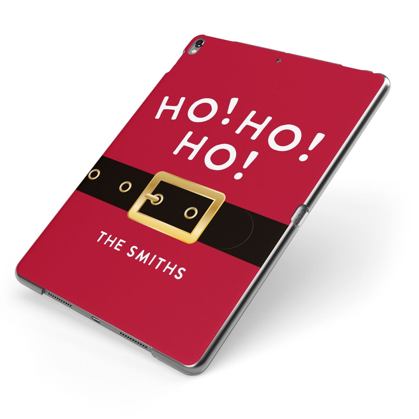 Santa Belt Personalised Apple iPad Case on Grey iPad Side View