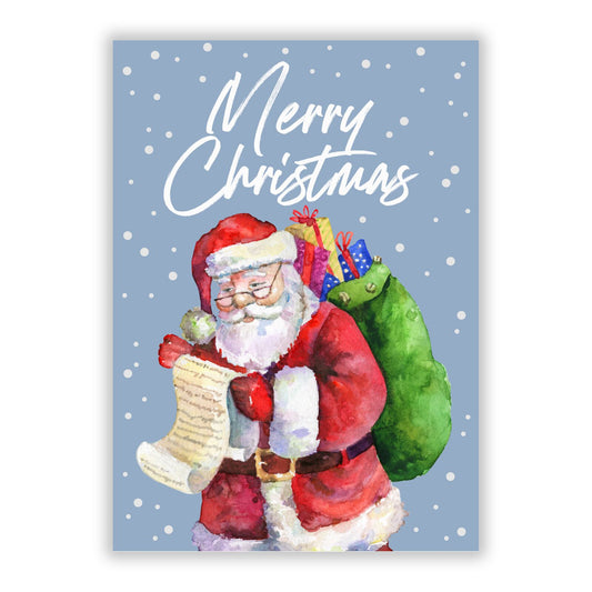 Santa Delivering Presents A5 Flat Greetings Card