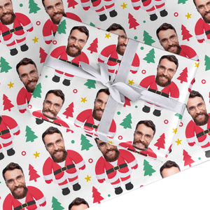 Santa Face Photo Personalised Wrapping Paper