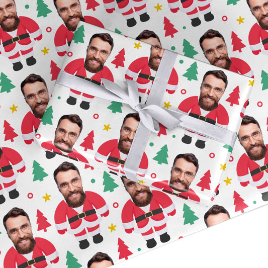 Santa Face Photo Personalised Custom Wrapping Paper