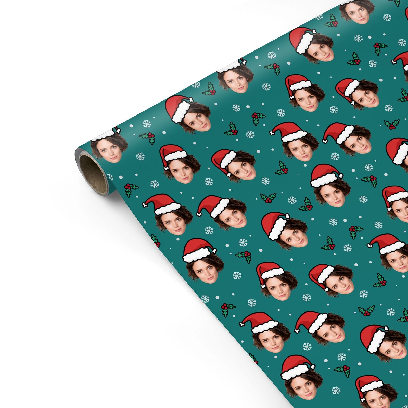 Santa Hat Photo Face Personalised Personalised Gift Wrap