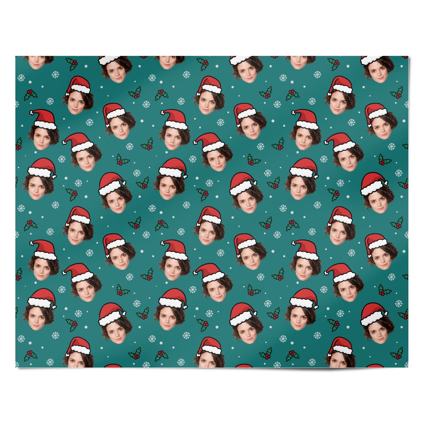 Santa Hat Photo Face Personalised Personalised Wrapping Paper Alternative