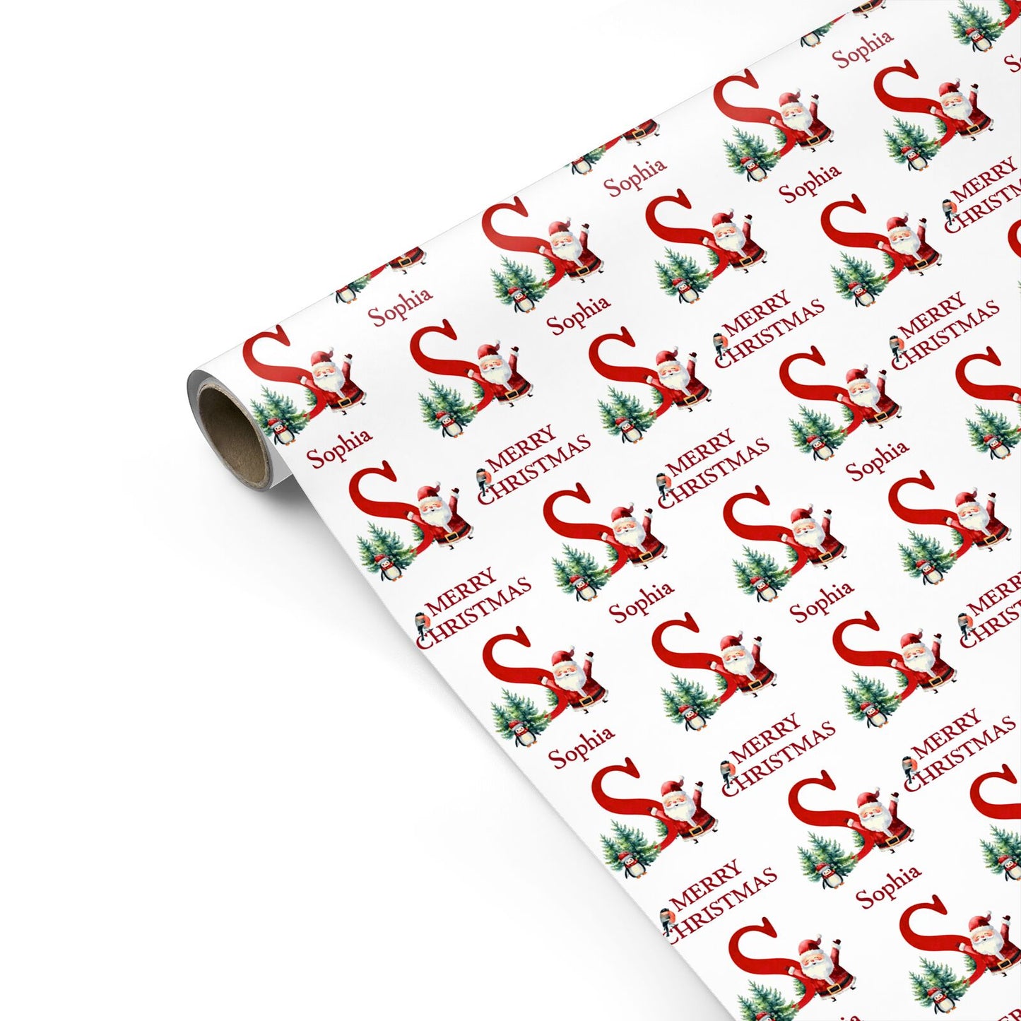 Santa Personalised Christmas Name Initial Personalised Gift Wrap