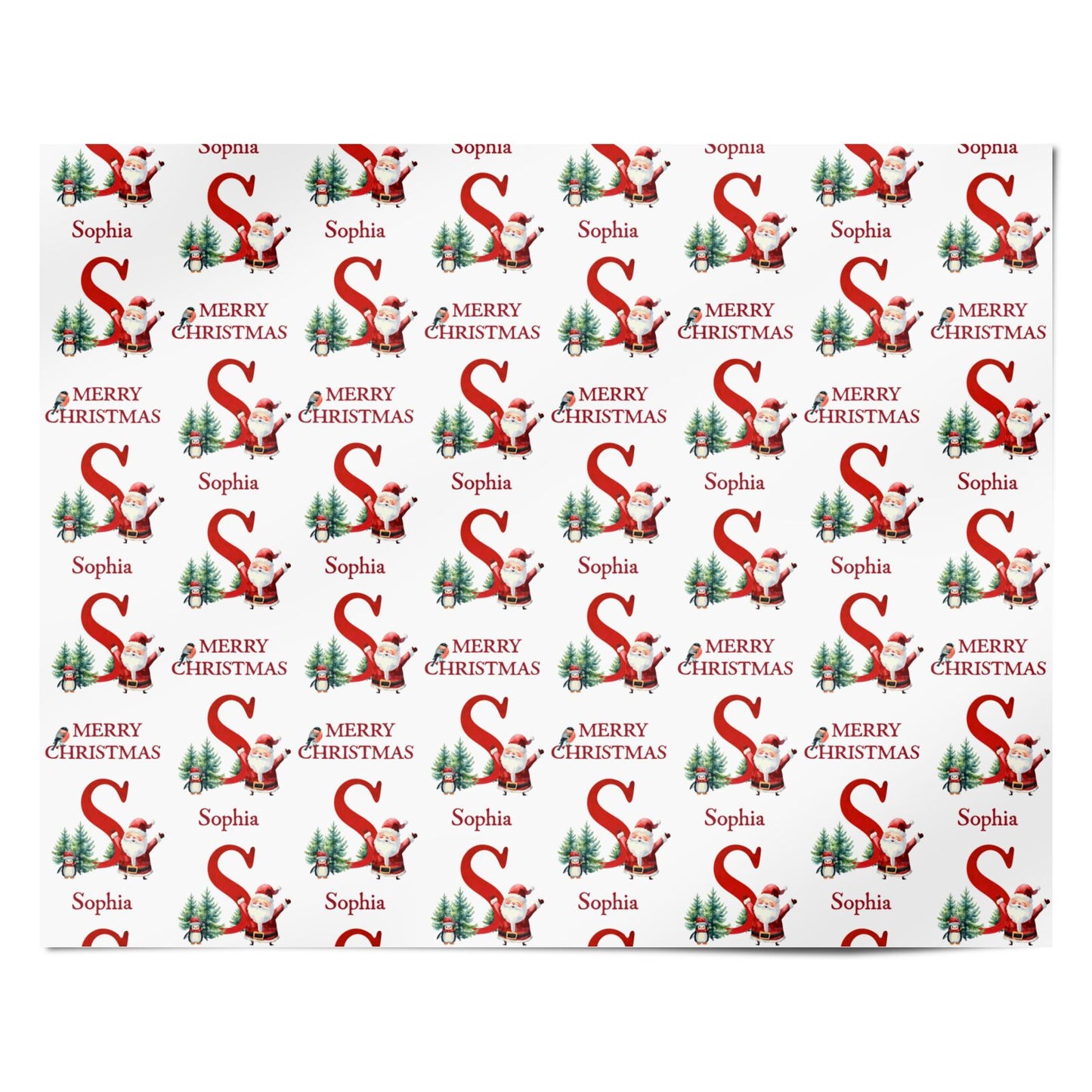 Santa Personalised Christmas Name Initial Personalised Wrapping Paper Alternative