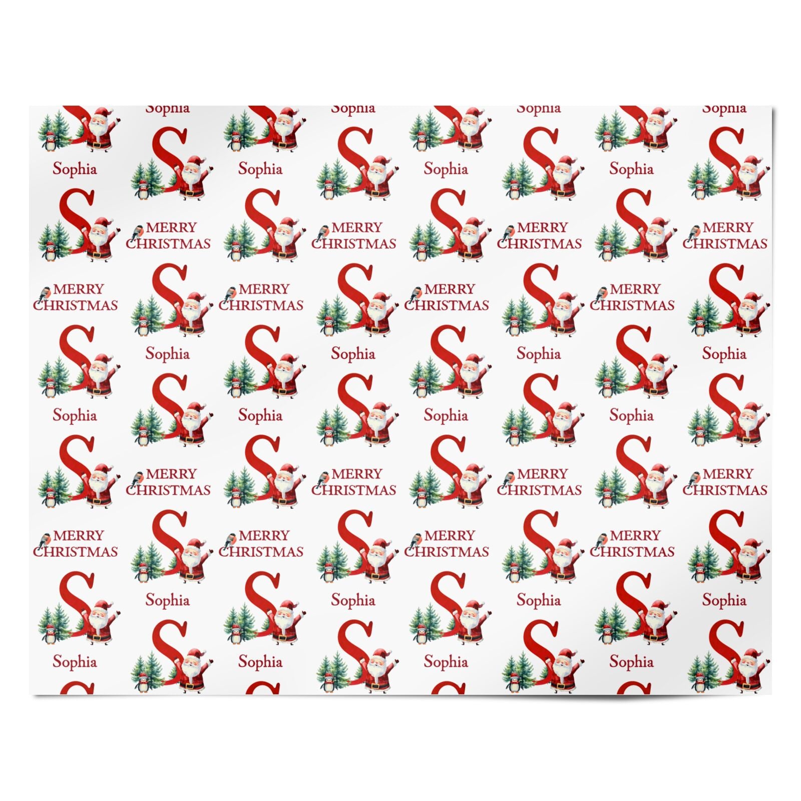 Santa Personalised Christmas Name Initial Personalised Wrapping Paper Alternative