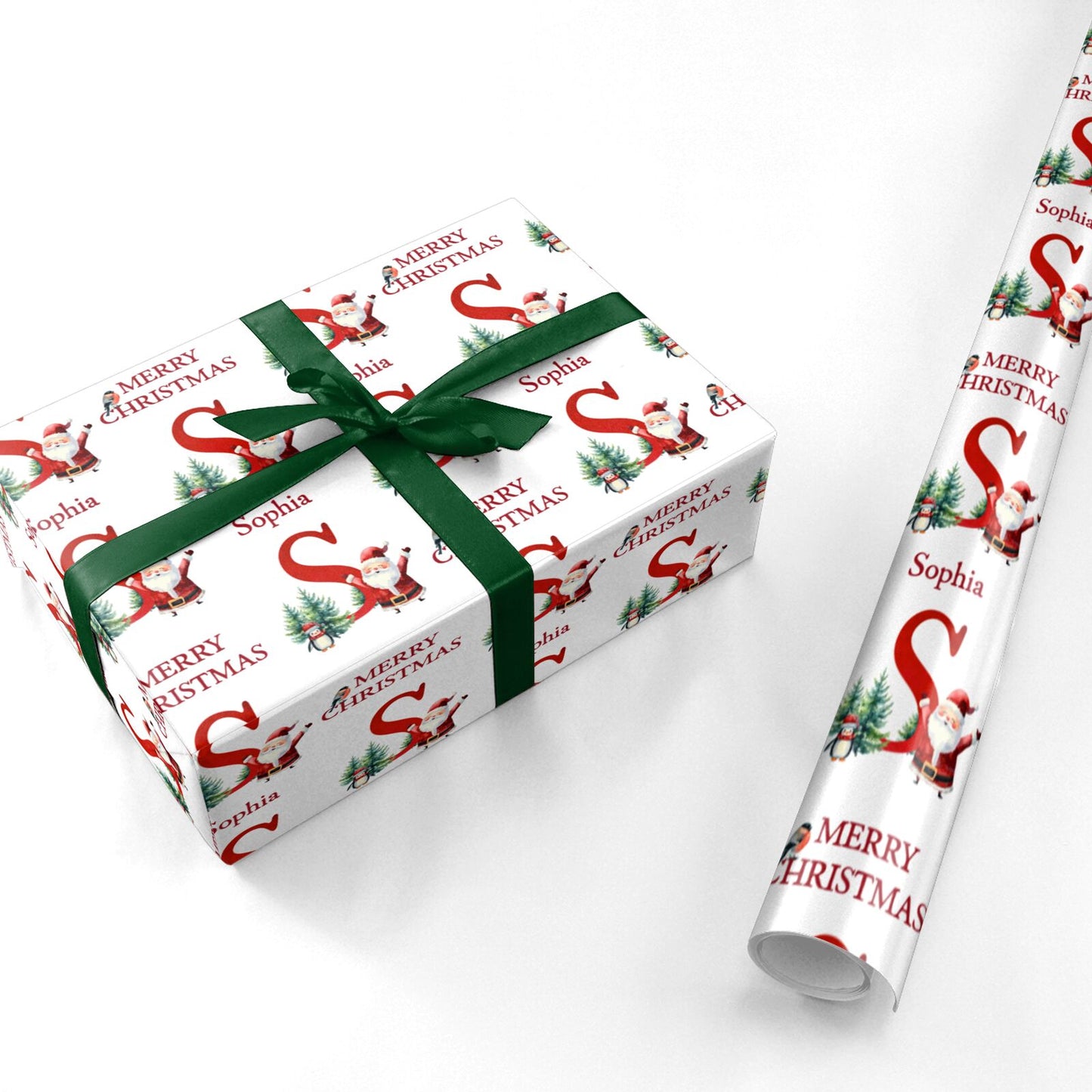 Santa Personalised Christmas Name Initial Personalised Wrapping Paper