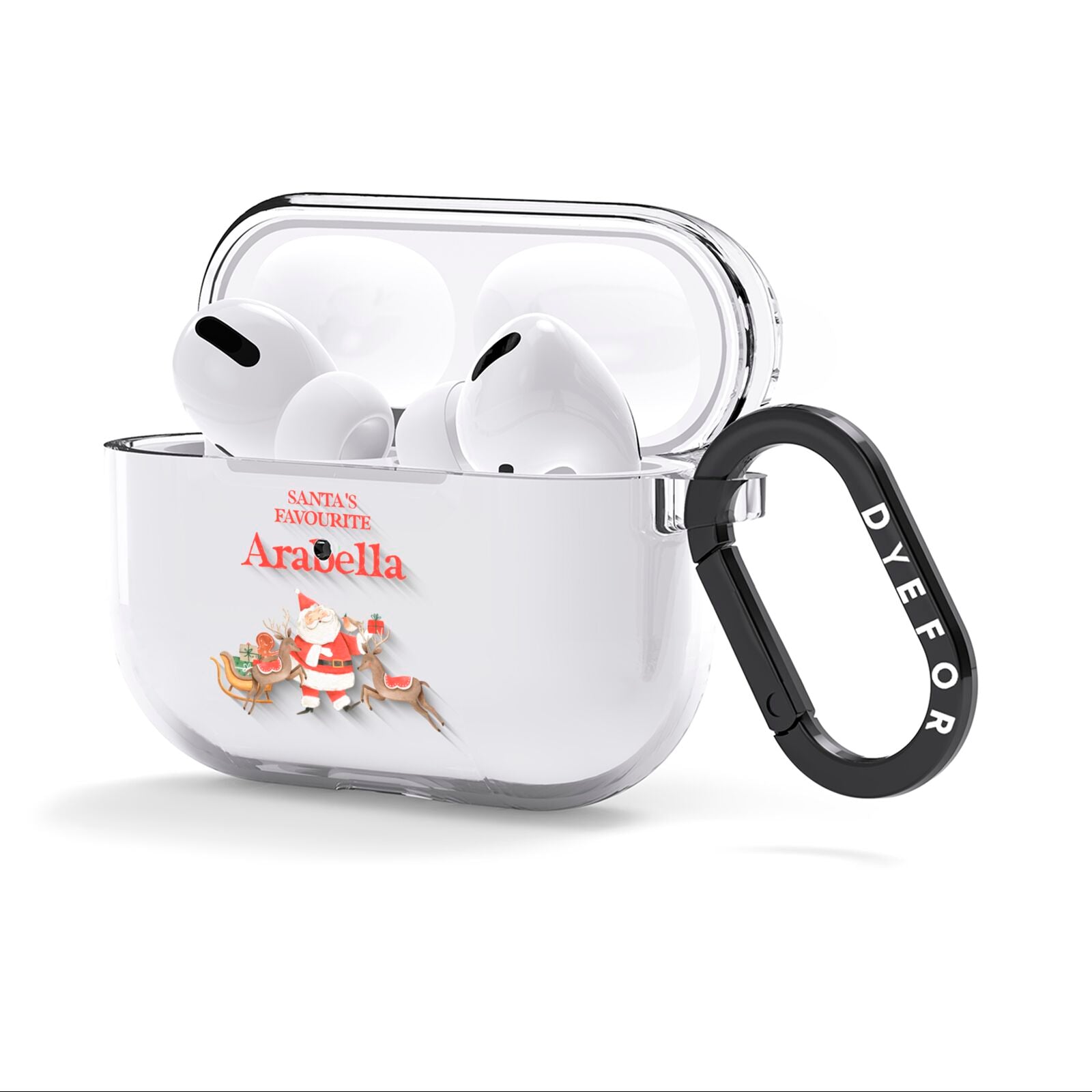 Santas Favourite Personalised Name AirPods Clear Case 3rd Gen Side Image