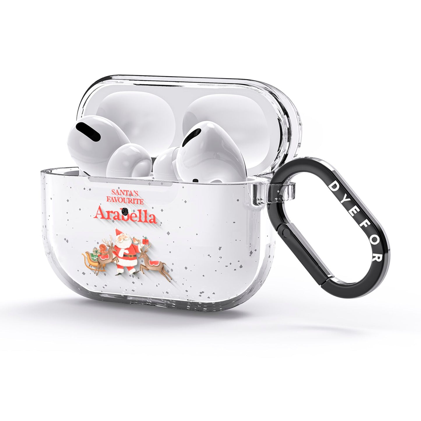 Santas Favourite Personalised Name AirPods Glitter Case 3rd Gen Side Image