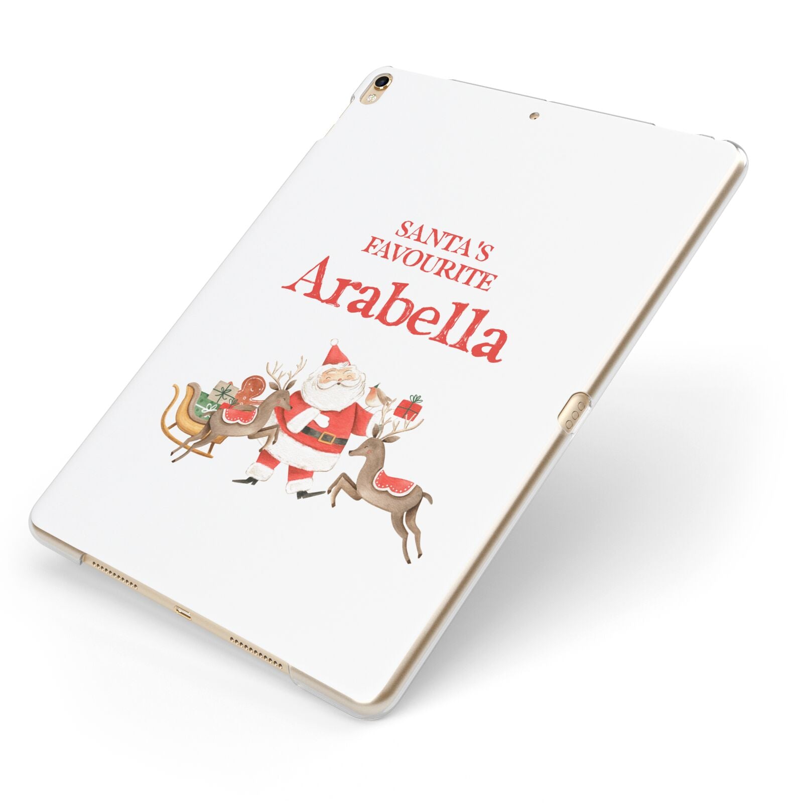 Santas Favourite Personalised Name Apple iPad Case on Gold iPad Side View