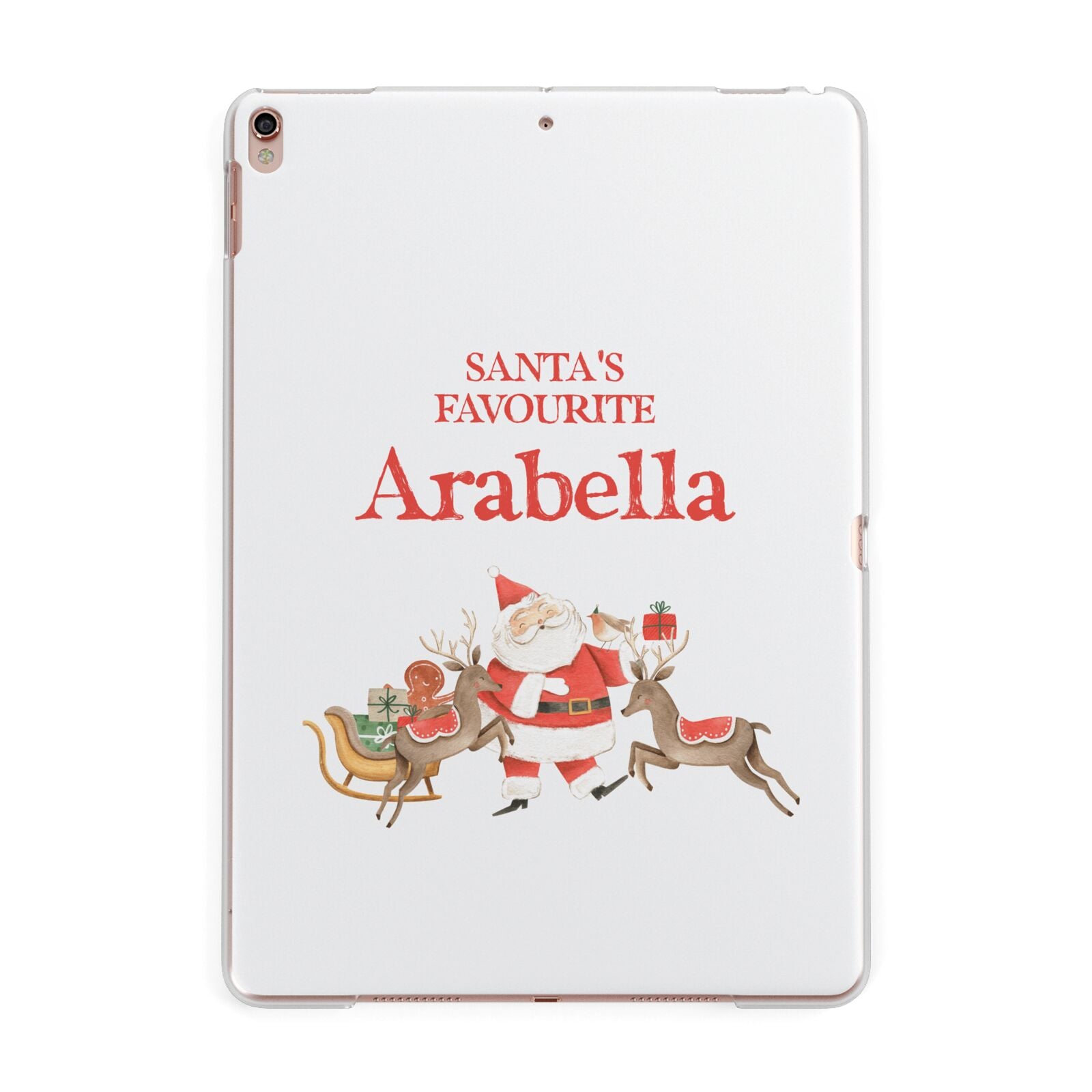 Santas Favourite Personalised Name Apple iPad Rose Gold Case