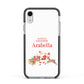 Santas Favourite Personalised Name Apple iPhone XR Impact Case Black Edge on Silver Phone