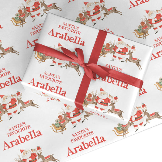 Santas Favourite Personalised Name Custom Wrapping Paper