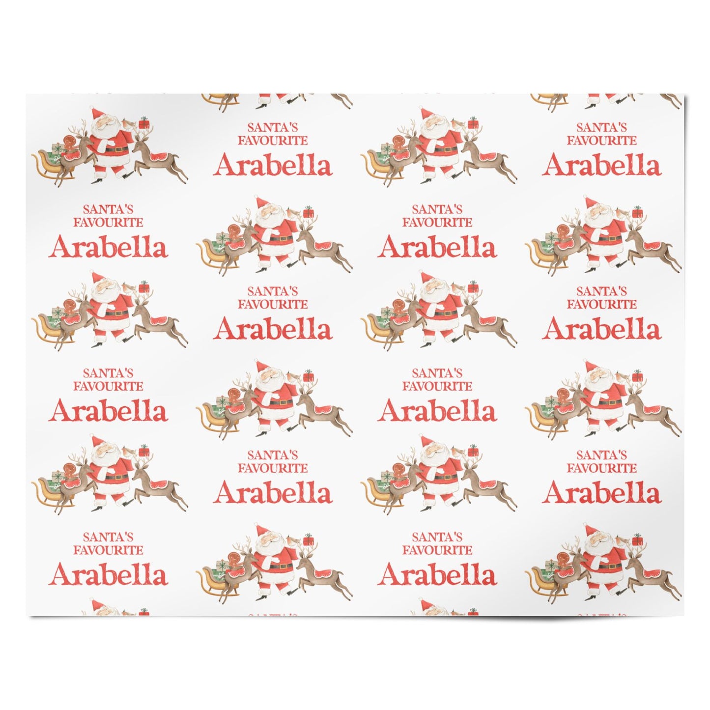 Santas Favourite Personalised Name Personalised Wrapping Paper Alternative