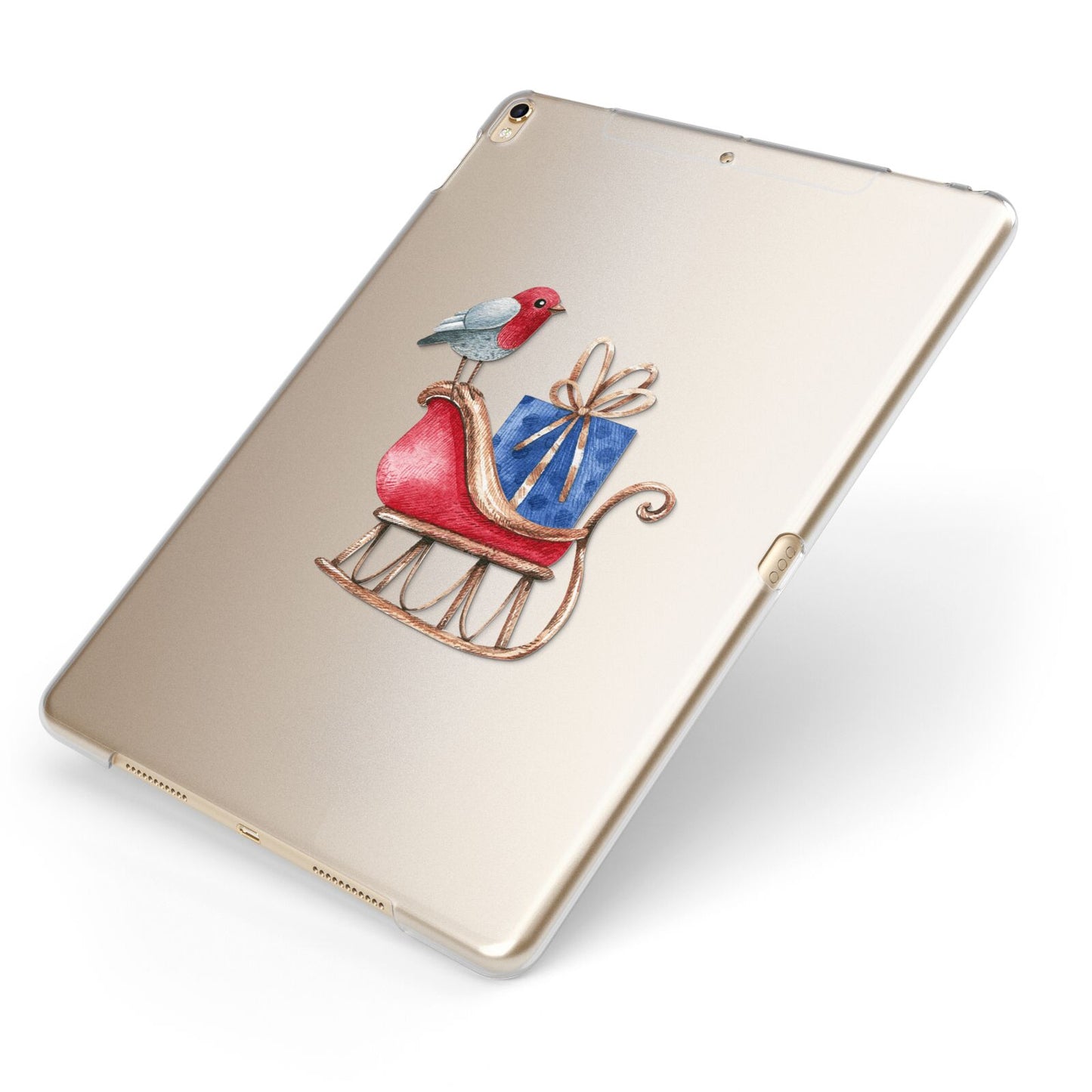 Santas Sleigh Apple iPad Case on Gold iPad Side View