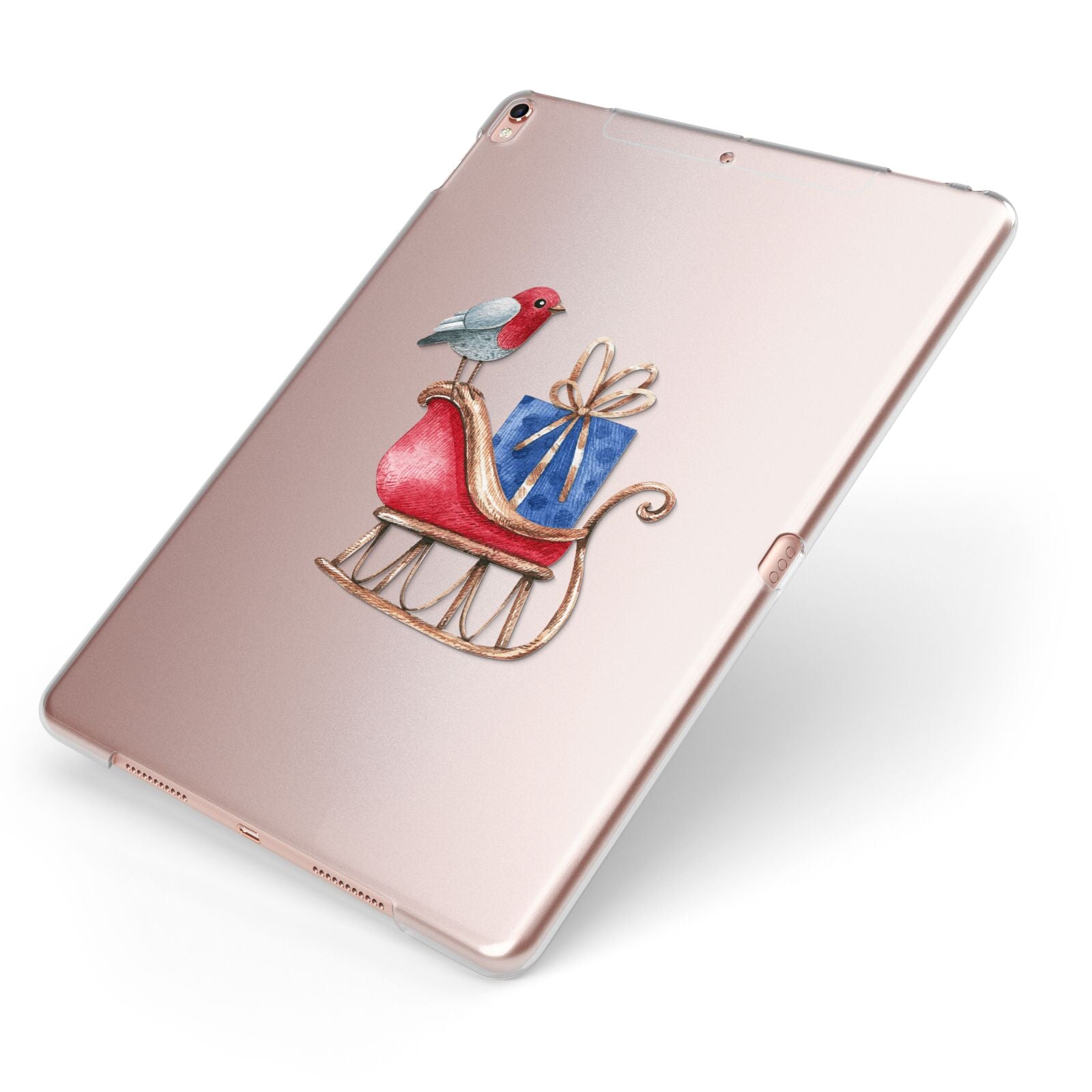 Santas Sleigh Apple iPad Case on Rose Gold iPad Side View