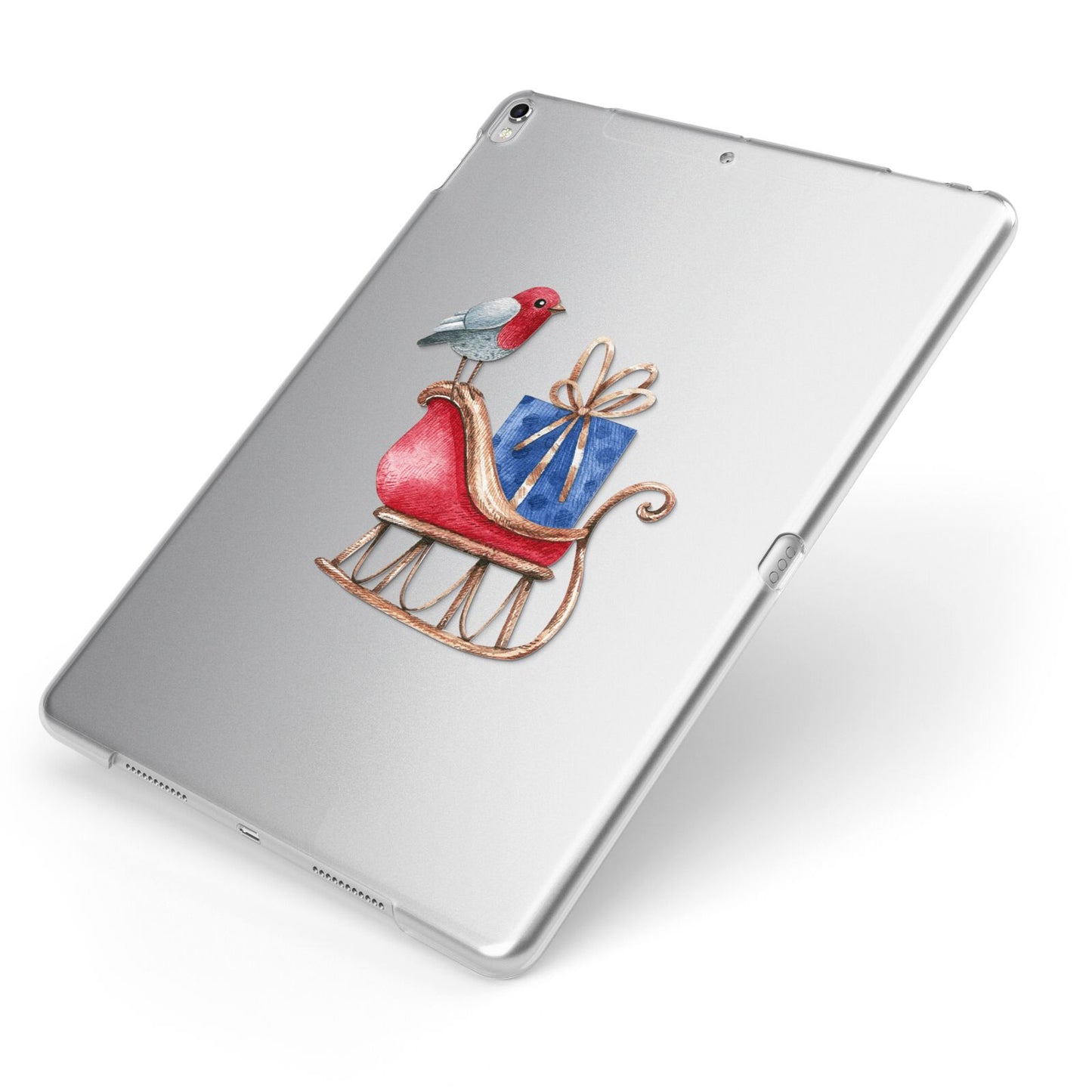 Santas Sleigh Apple iPad Case on Silver iPad Side View