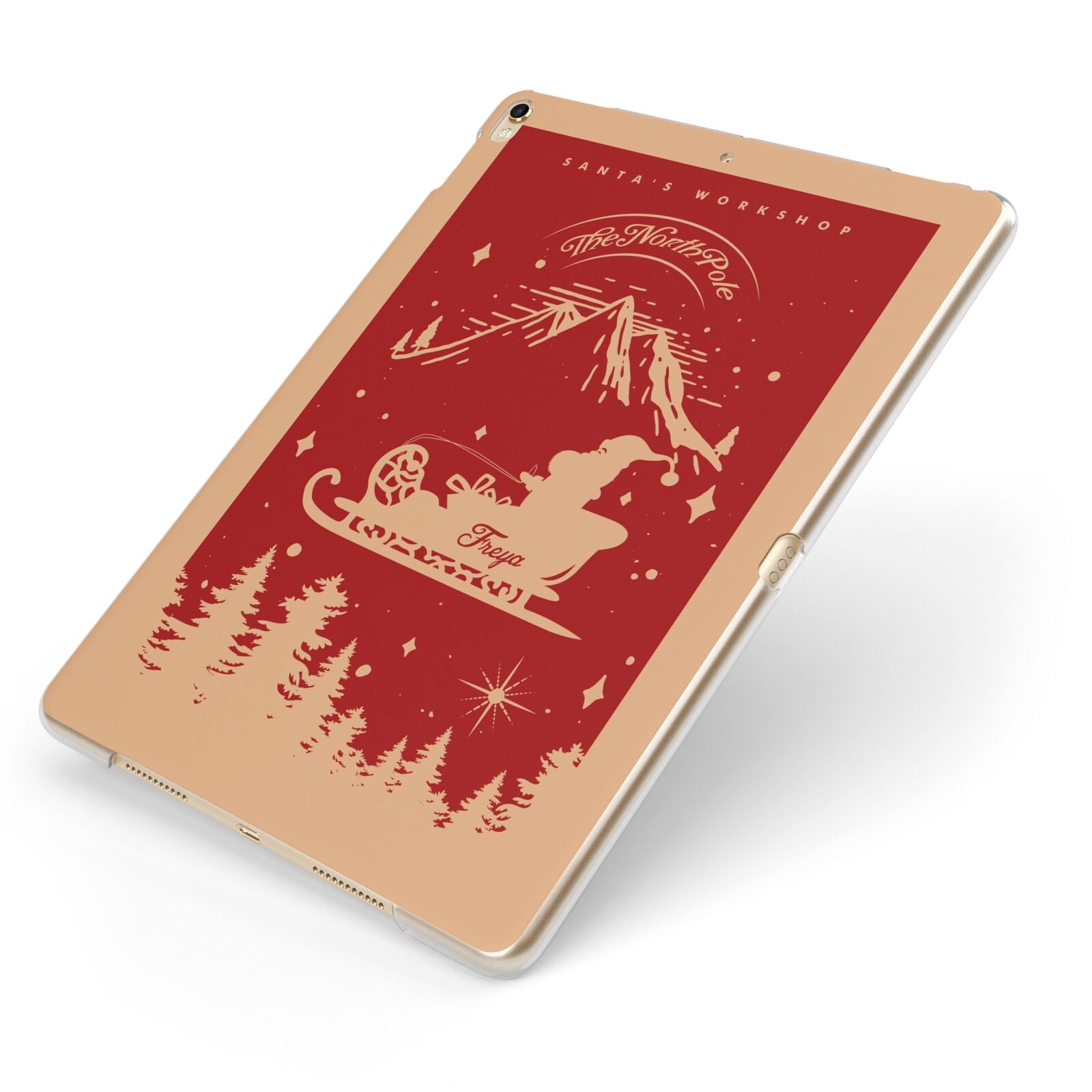 Santas Workshop Personalised Apple iPad Case on Gold iPad Side View