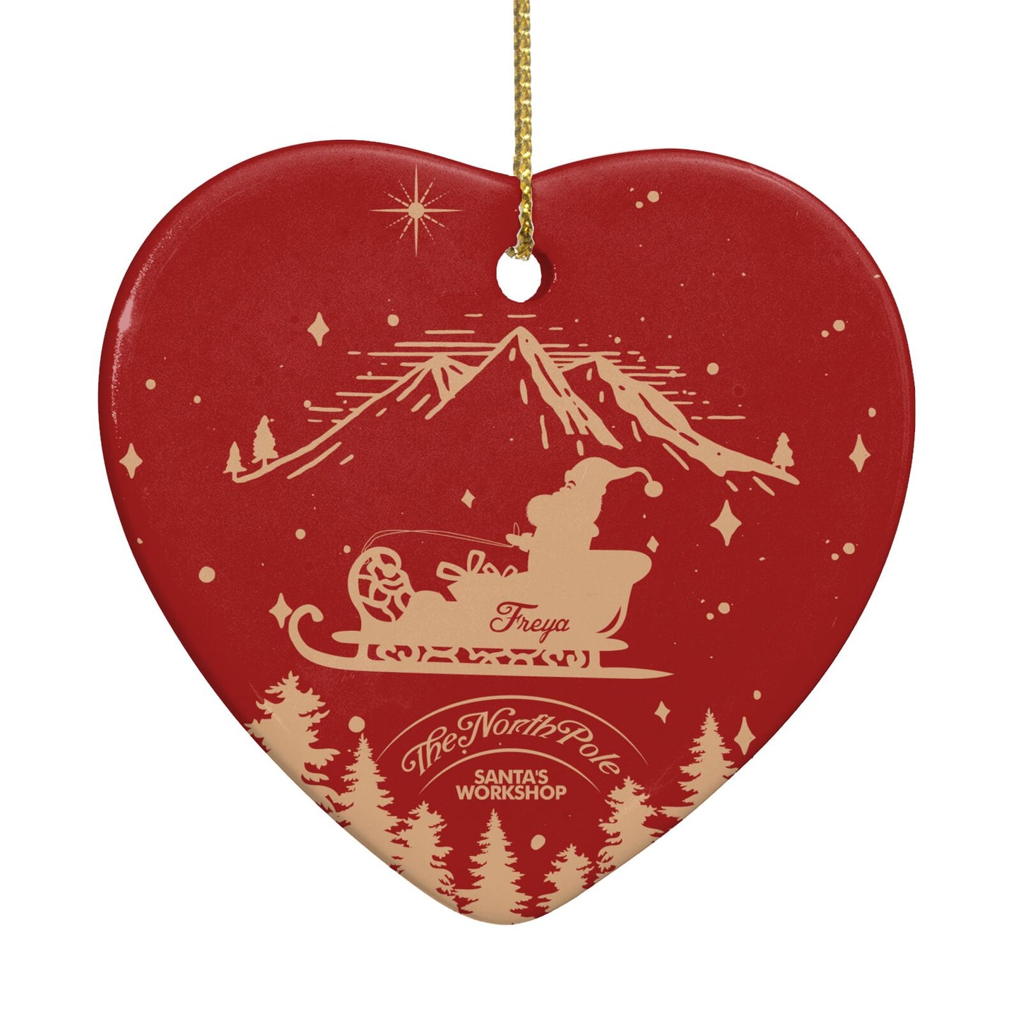 Santas Workshop Personalised Heart Decoration Back Image