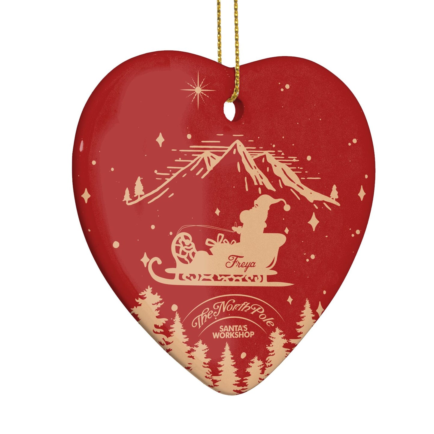 Santas Workshop Personalised Heart Decoration Side Angle