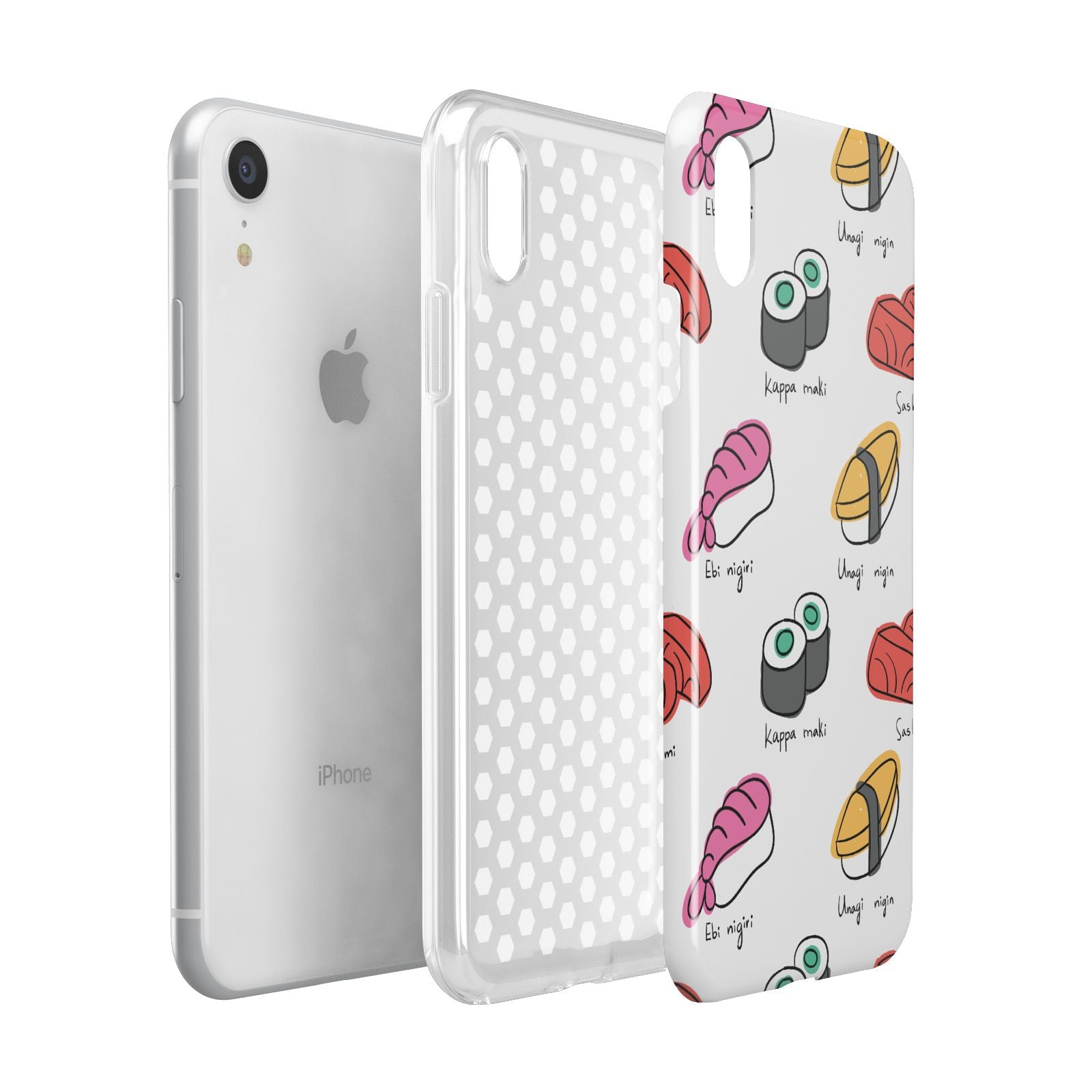 Sashimi Kappa Maki Sushi Apple iPhone XR White 3D Tough Case Expanded view