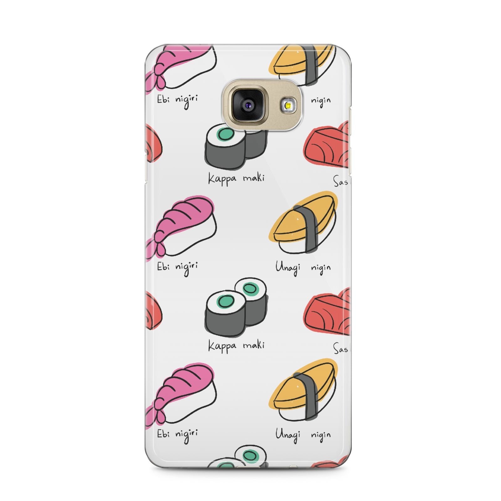 Sashimi Kappa Maki Sushi Samsung Galaxy A5 2016 Case on gold phone