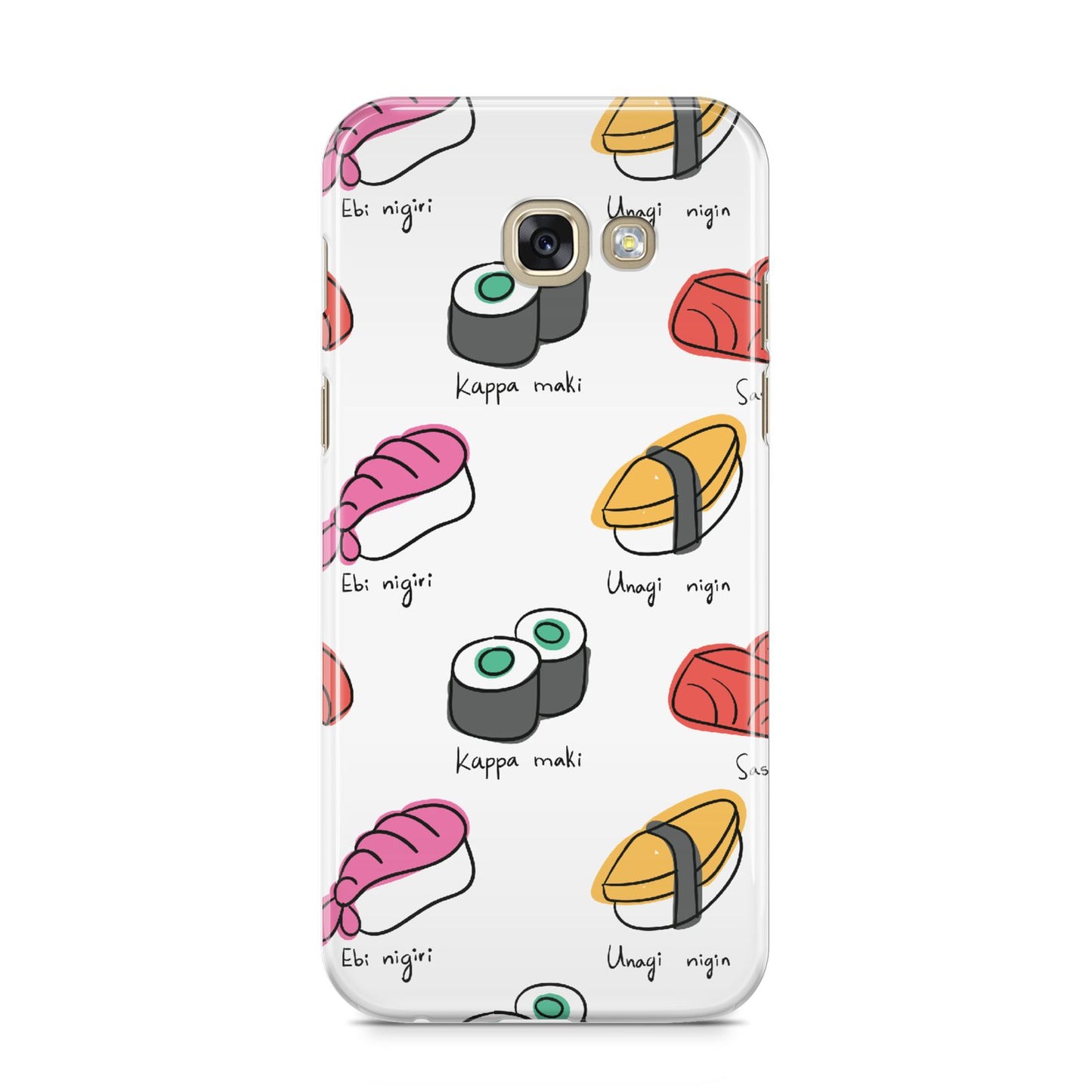 Sashimi Kappa Maki Sushi Samsung Galaxy A5 2017 Case on gold phone