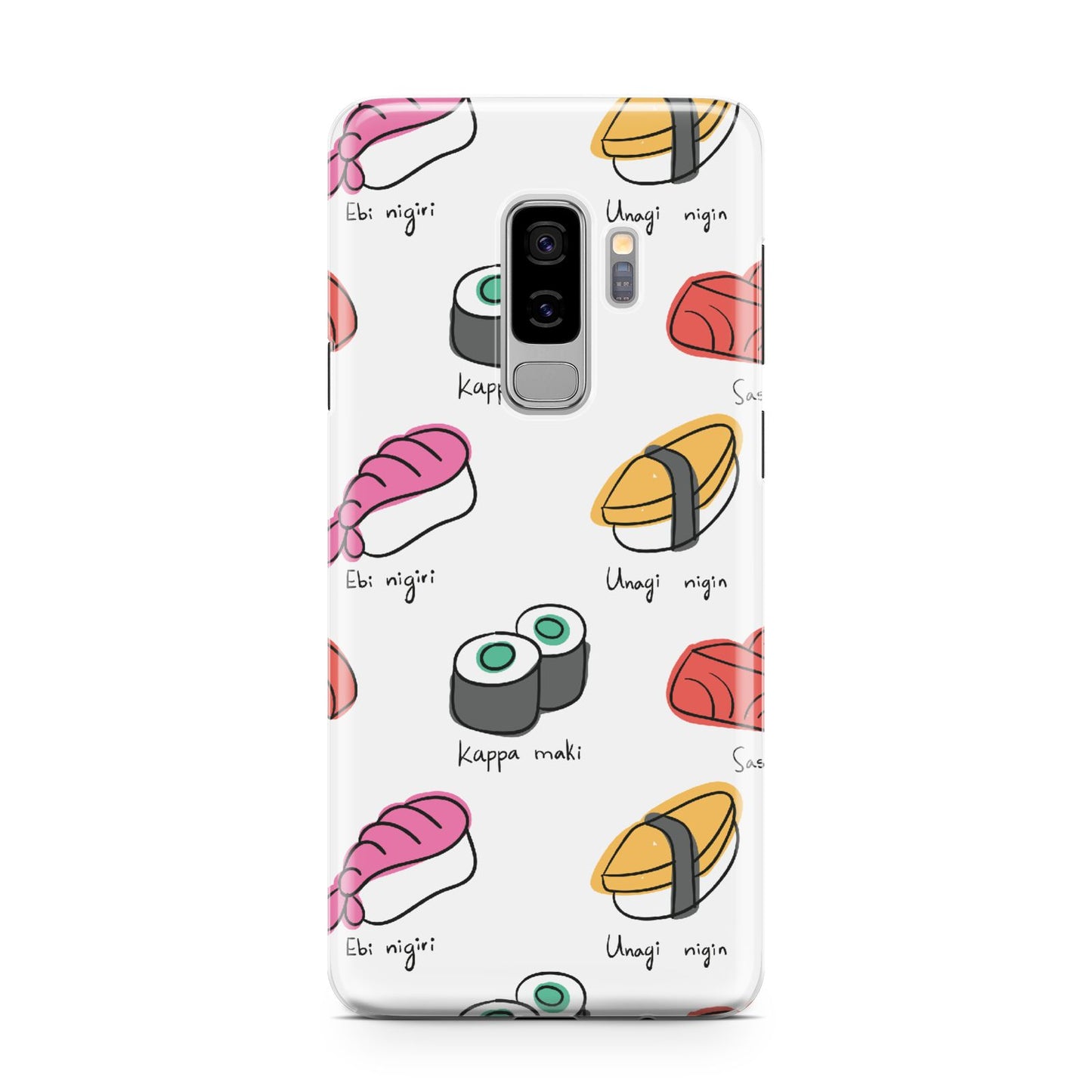 Sashimi Kappa Maki Sushi Samsung Galaxy S9 Plus Case on Silver phone