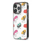Sashimi Kappa Maki Sushi iPhone 13 Pro Black Impact Case Side Angle on Silver phone