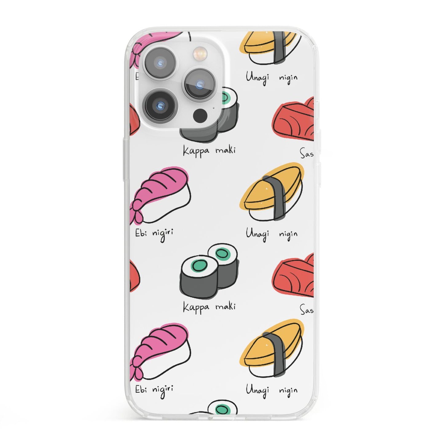 Sashimi Kappa Maki Sushi iPhone 13 Pro Max Clear Bumper Case