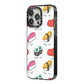 Sashimi Kappa Maki Sushi iPhone 14 Pro Max Black Impact Case Side Angle on Silver phone