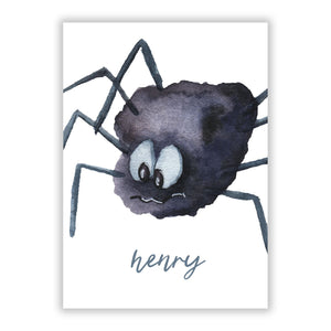 Scared Spider Personalised Greetings Card