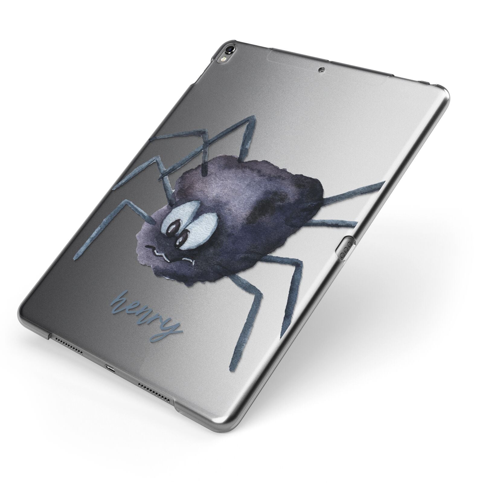 Scared Spider Personalised Apple iPad Case on Grey iPad Side View