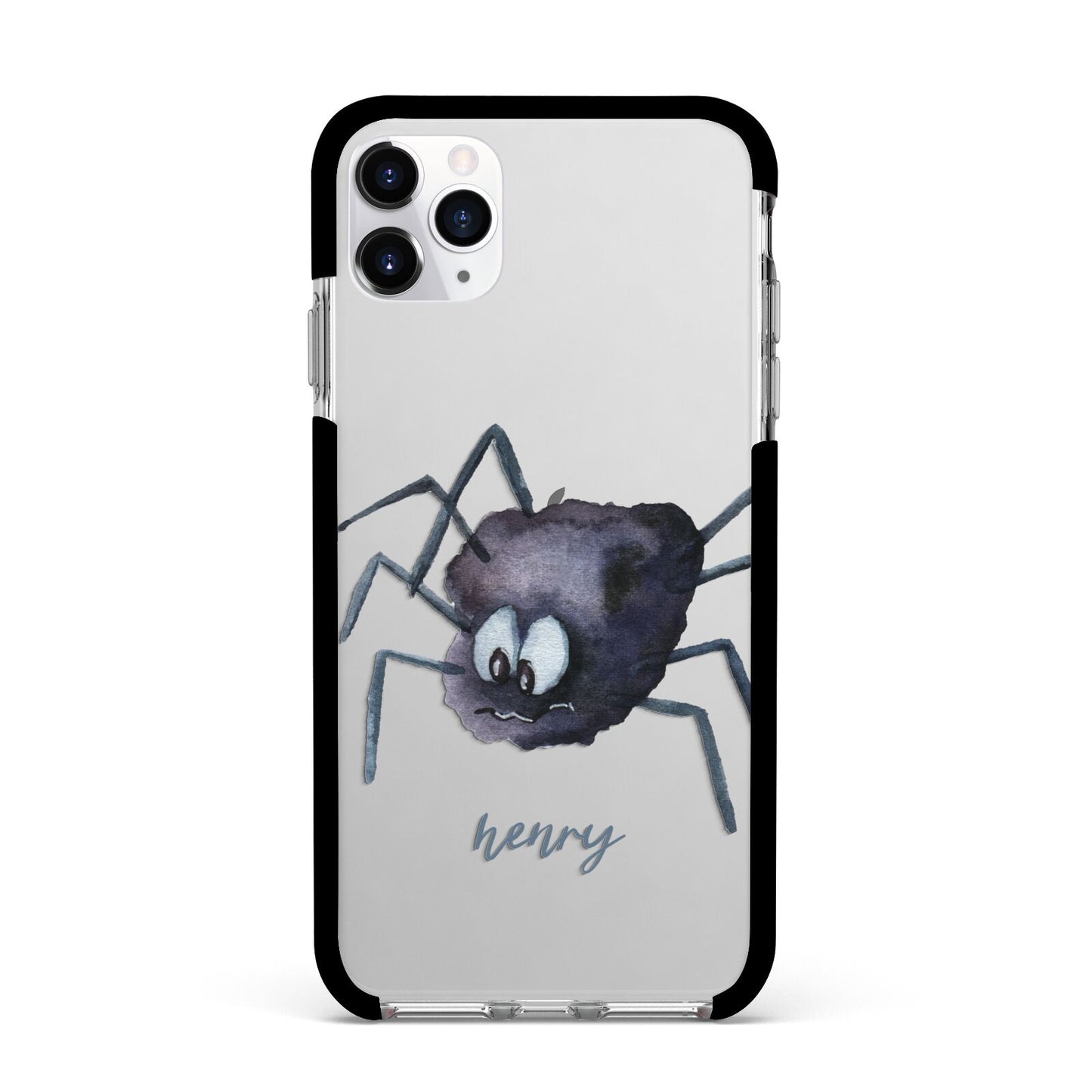 Scared Spider Personalised Apple iPhone 11 Pro Max in Silver with Black Impact Case