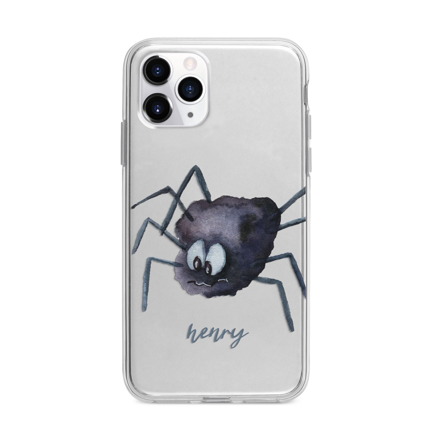 Scared Spider Personalised Apple iPhone 11 Pro Max in Silver with Bumper Case