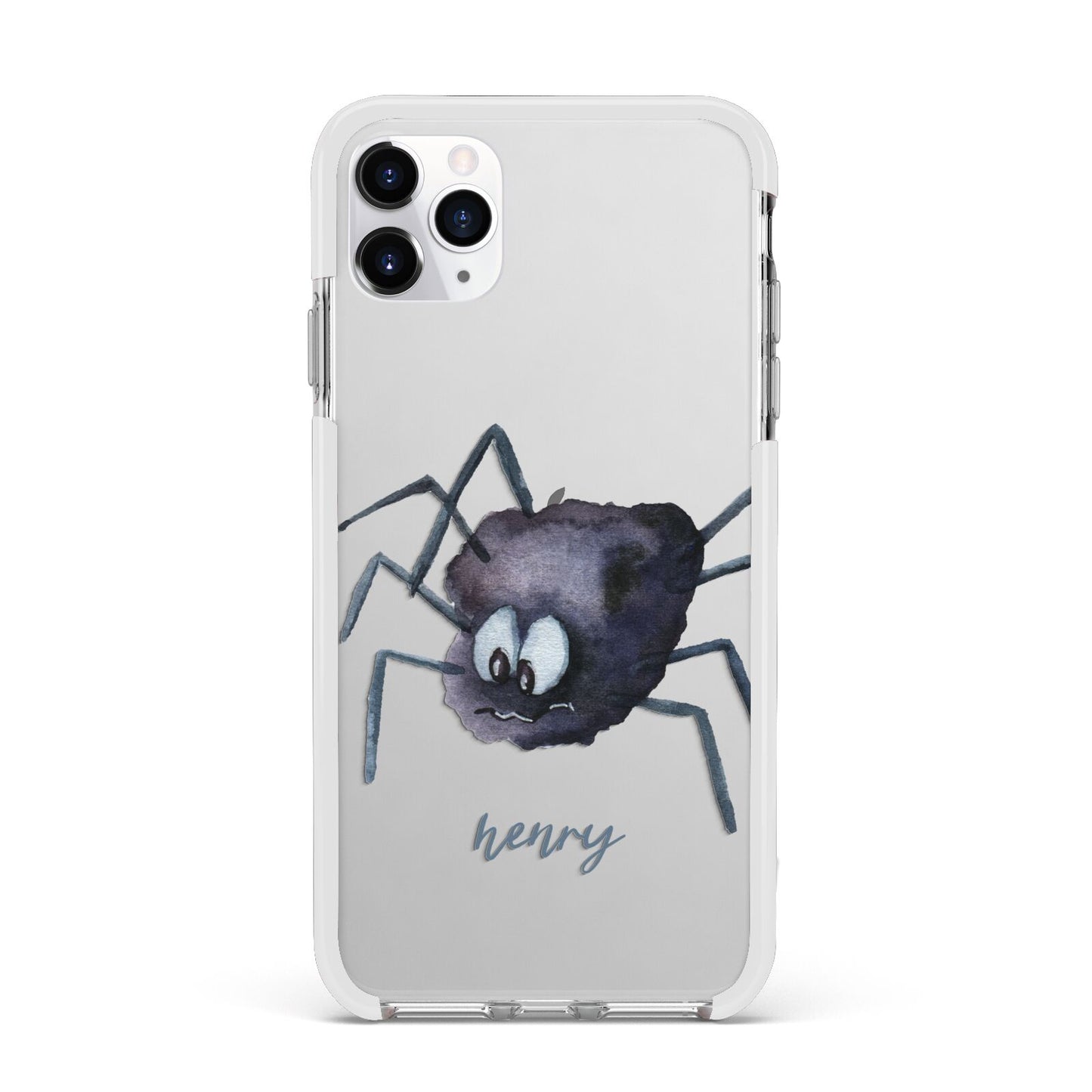 Scared Spider Personalised Apple iPhone 11 Pro Max in Silver with White Impact Case