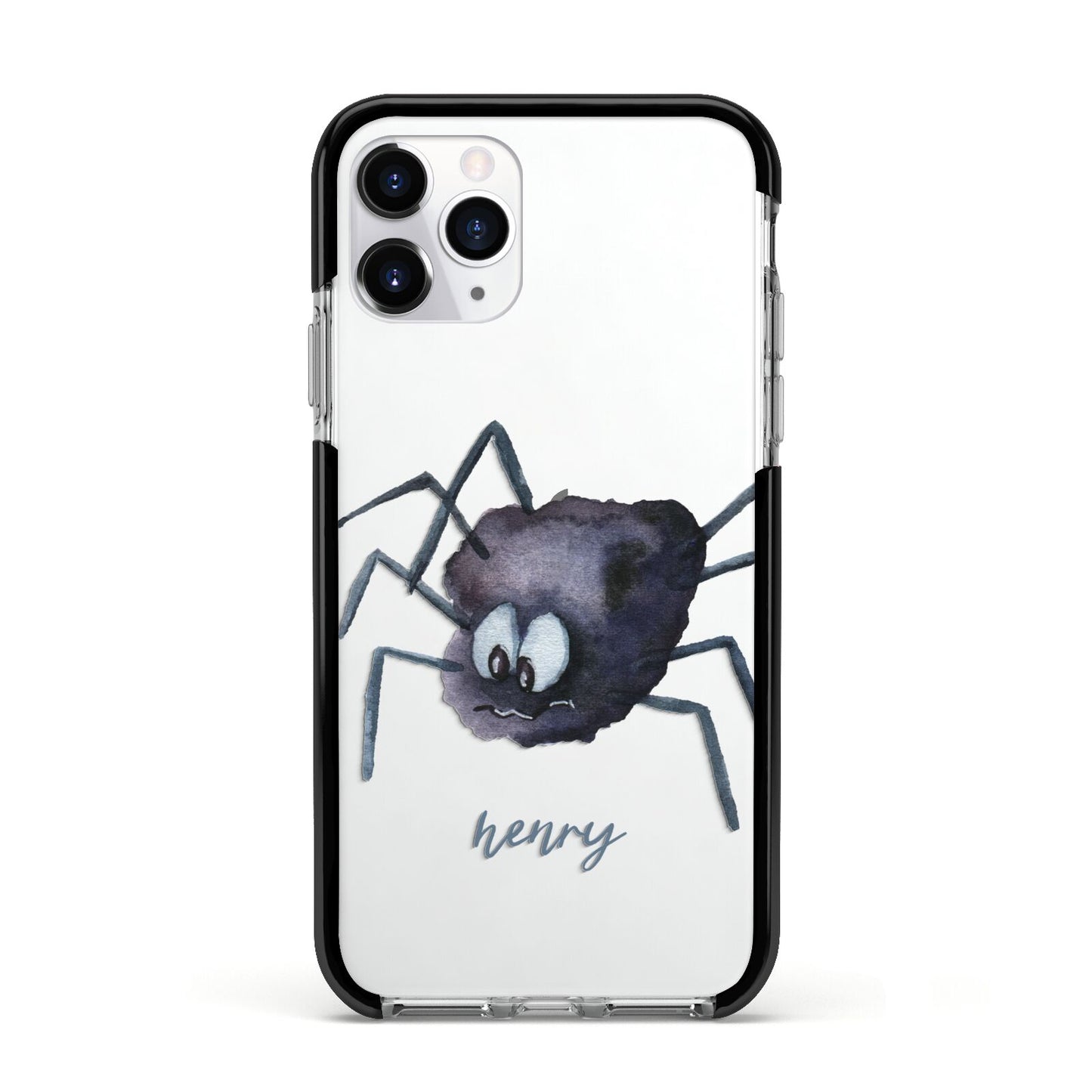 Scared Spider Personalised Apple iPhone 11 Pro in Silver with Black Impact Case