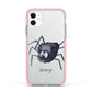 Scared Spider Personalised Apple iPhone 11 in White with Pink Impact Case