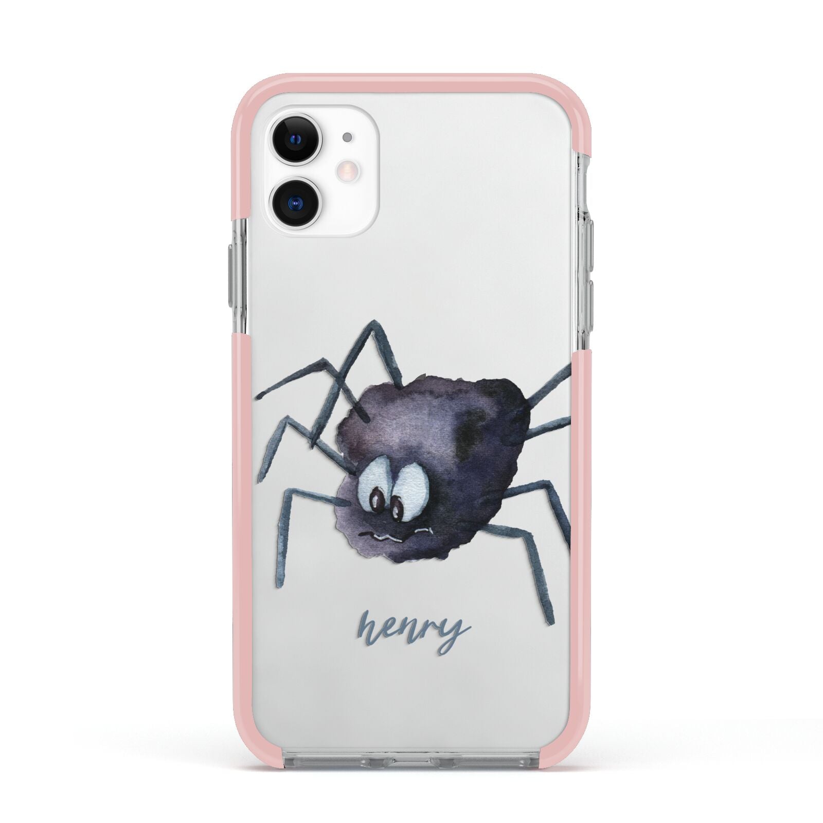 Scared Spider Personalised Apple iPhone 11 in White with Pink Impact Case